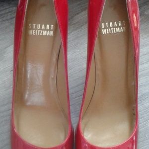 Stuart Weitzman Red Peep Toe